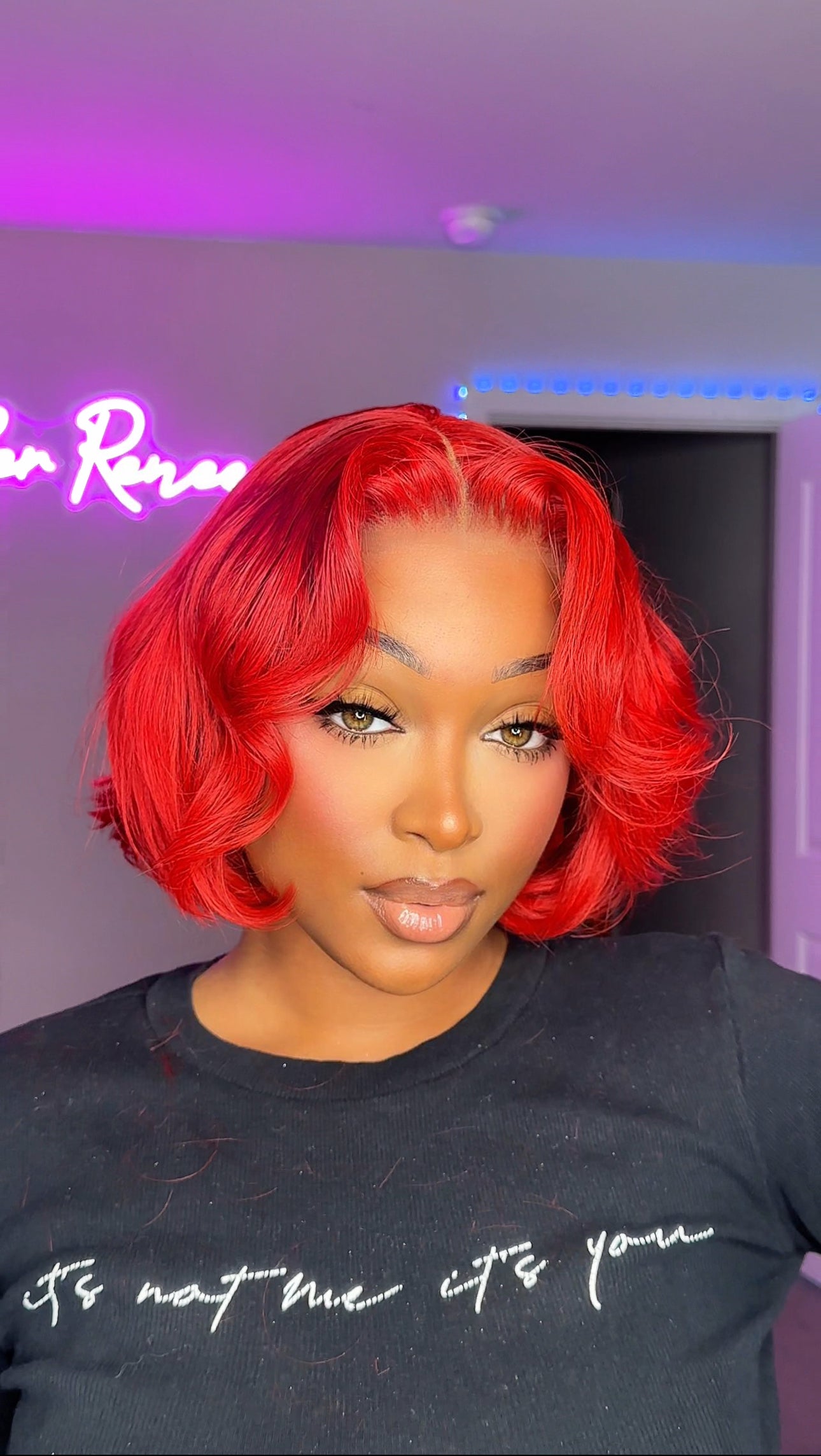 100% Human Hair Red Bob Wig