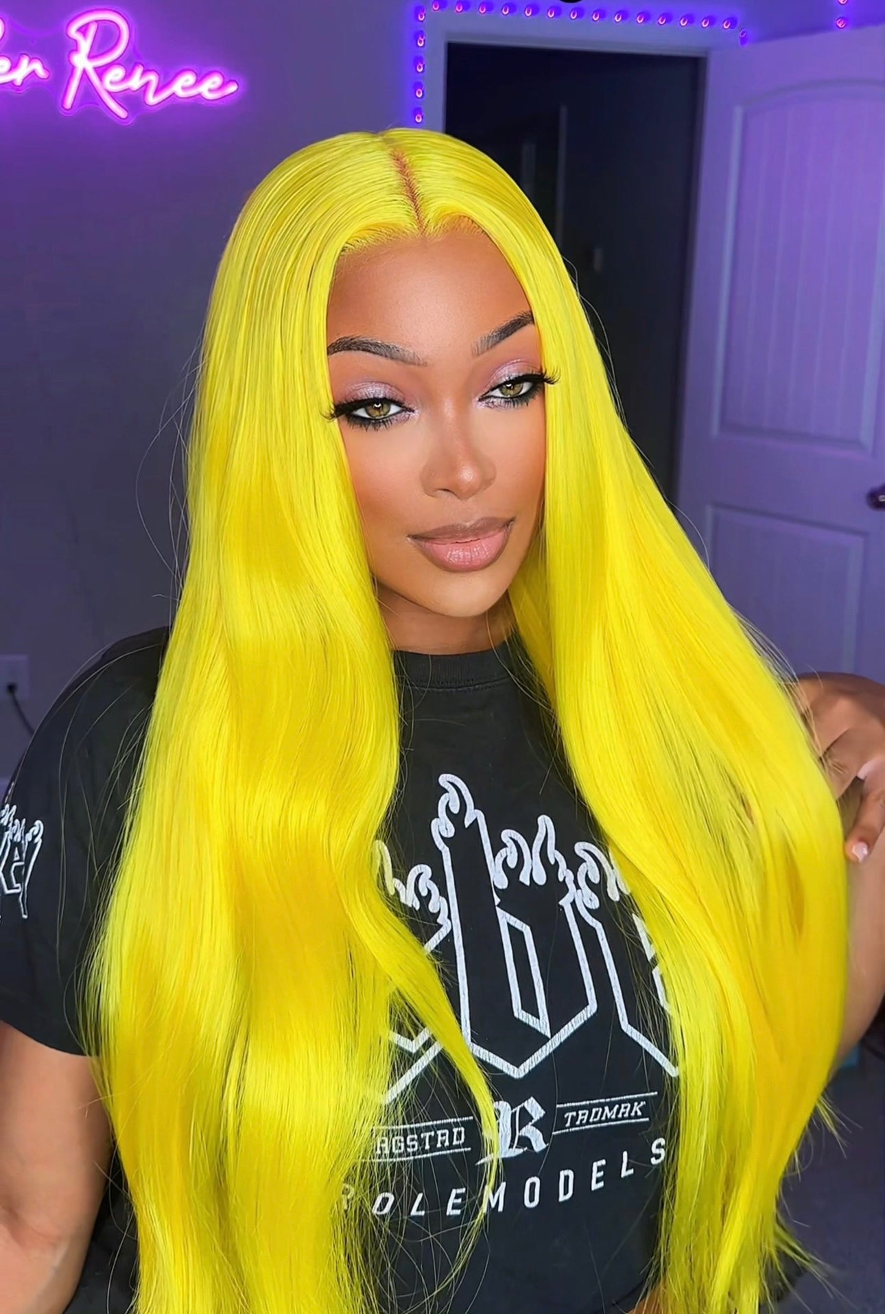 Yellow 13*4 Straight Synthetic Lace wig