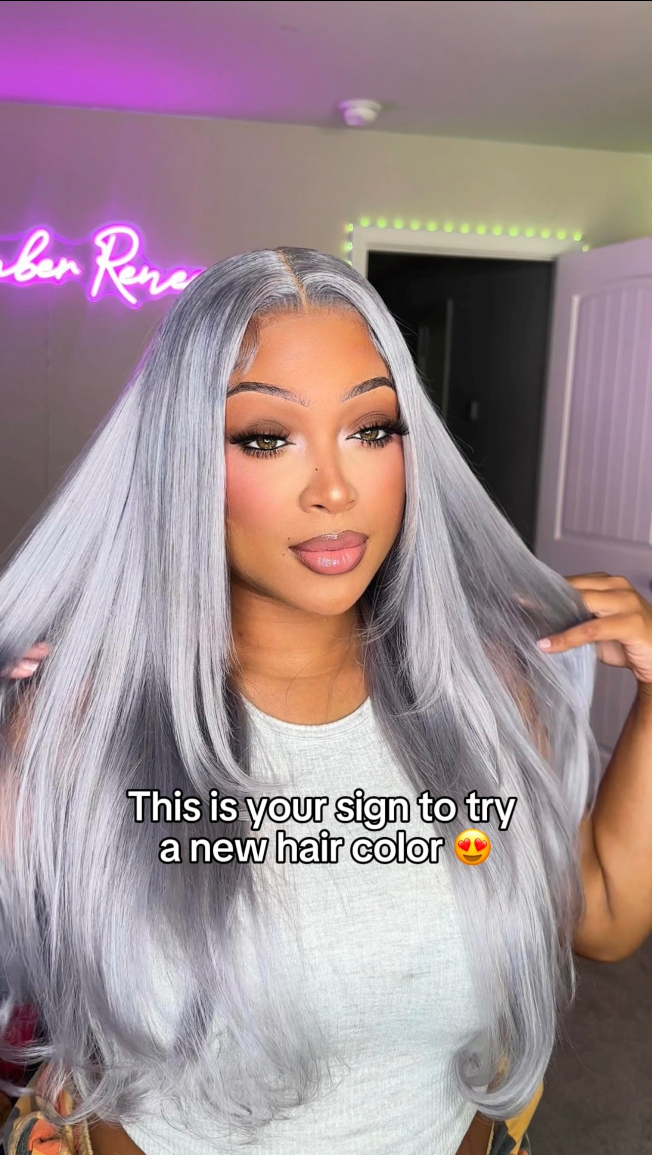 100% Human Hair 13*4 Gray Lace Wig