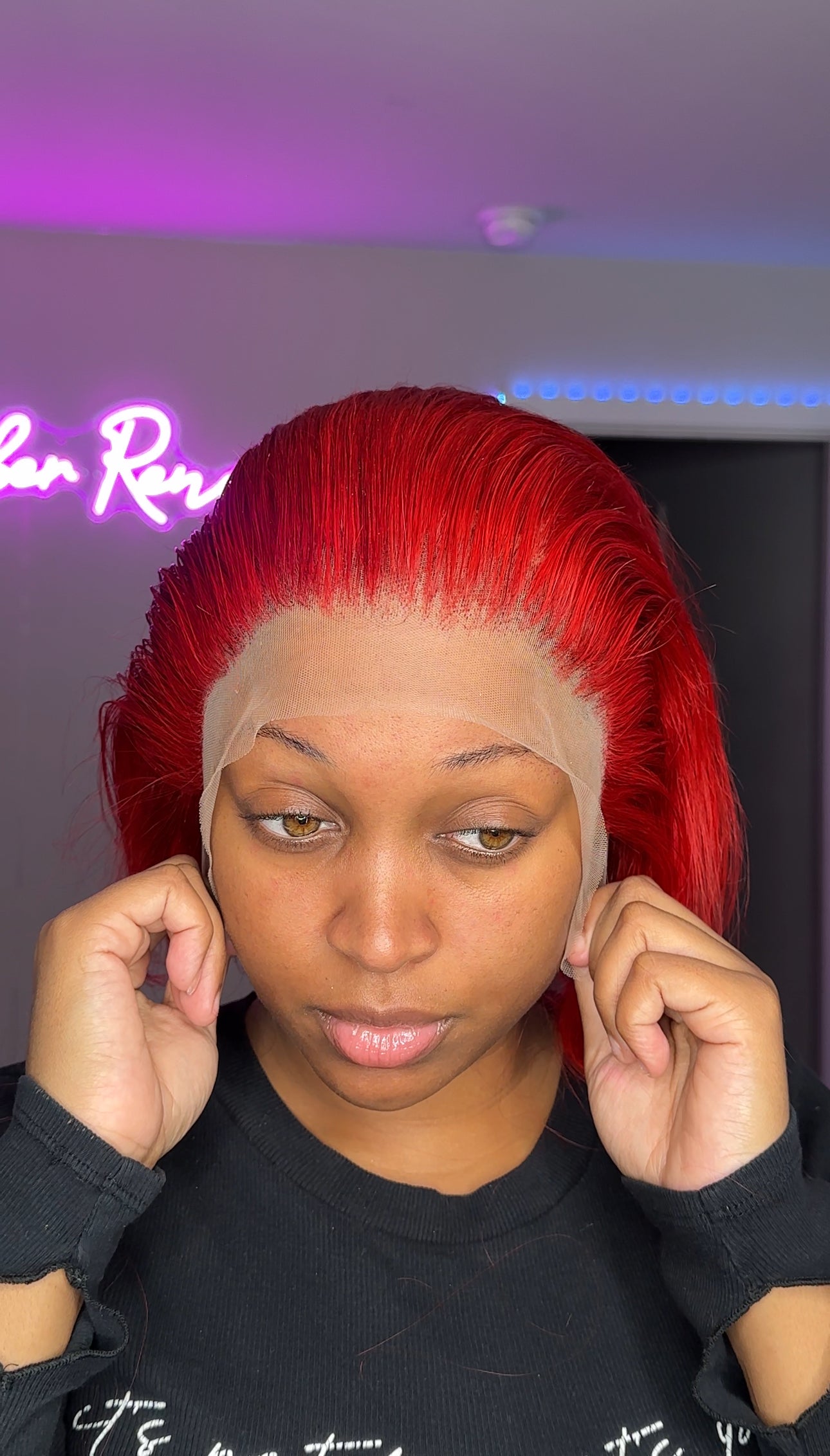 100% Human Hair Red Bob Wig
